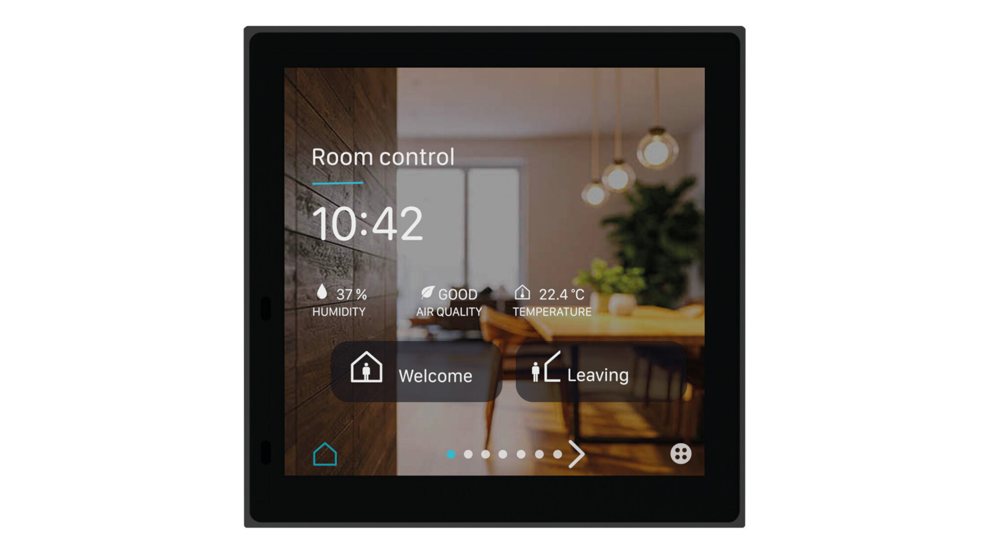 Theben iONprime Das 4-Zoll-Touchdisplay bietet eine komfortable Steuerung und Visualisierung von bis zu 48 Funktionen auf sechs frei konfigurierbaren Seiten. (Foto: Theben AG)