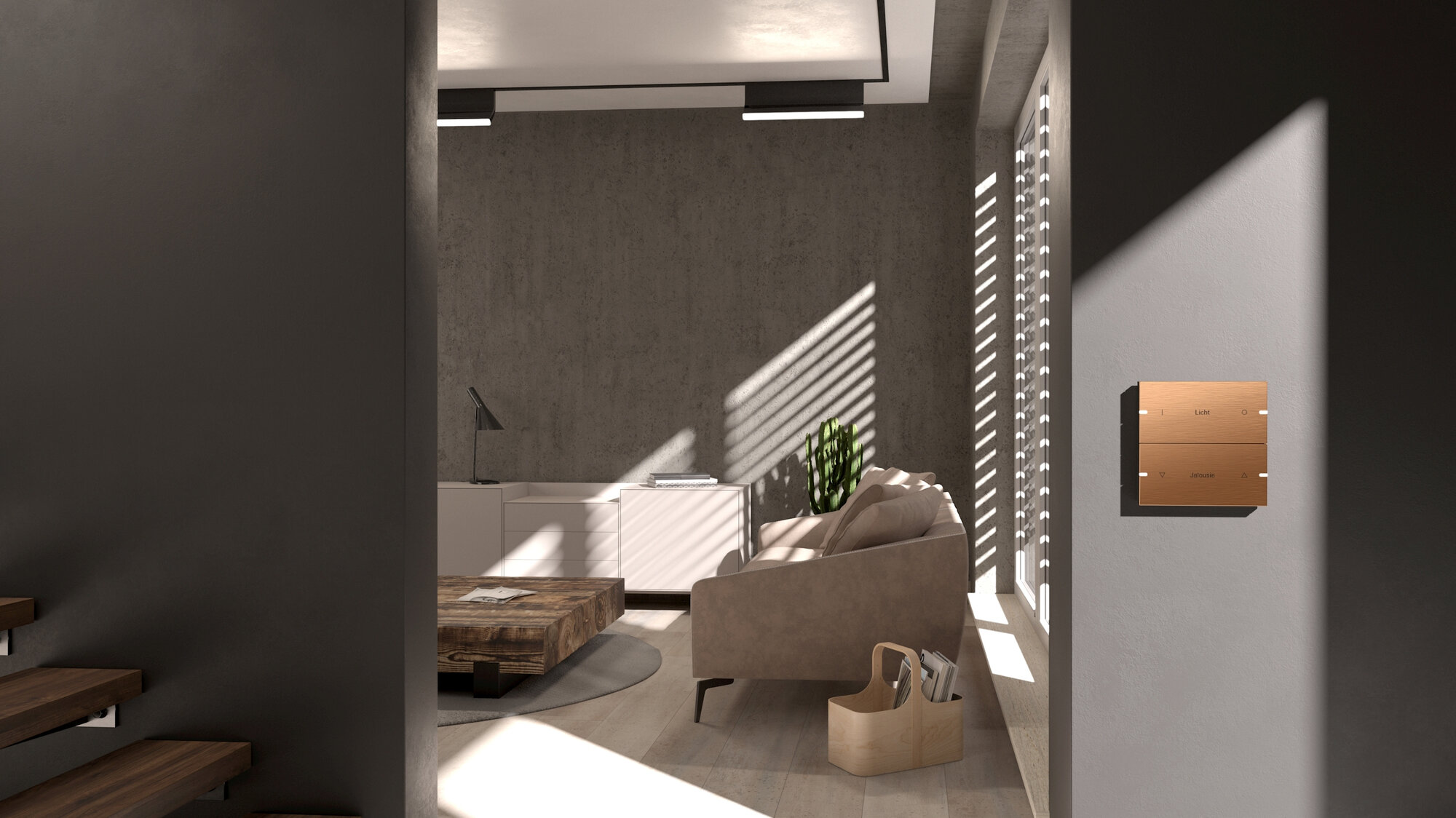 Das Gira Systemdesign ermöglicht eine stringente Konzeption von der Haustür über die konventionelle Elektroinstallation in allen Räumen bis hin zum smarten Schalter – hier im Farbton Bronze. as Gira Systemdesign ermöglicht eine stringente Konzeption von der Haustür über die konventionelle Elektroinstallation in allen Räumen bis hin zum smarten Schalter – hier im Farbton Bronze.